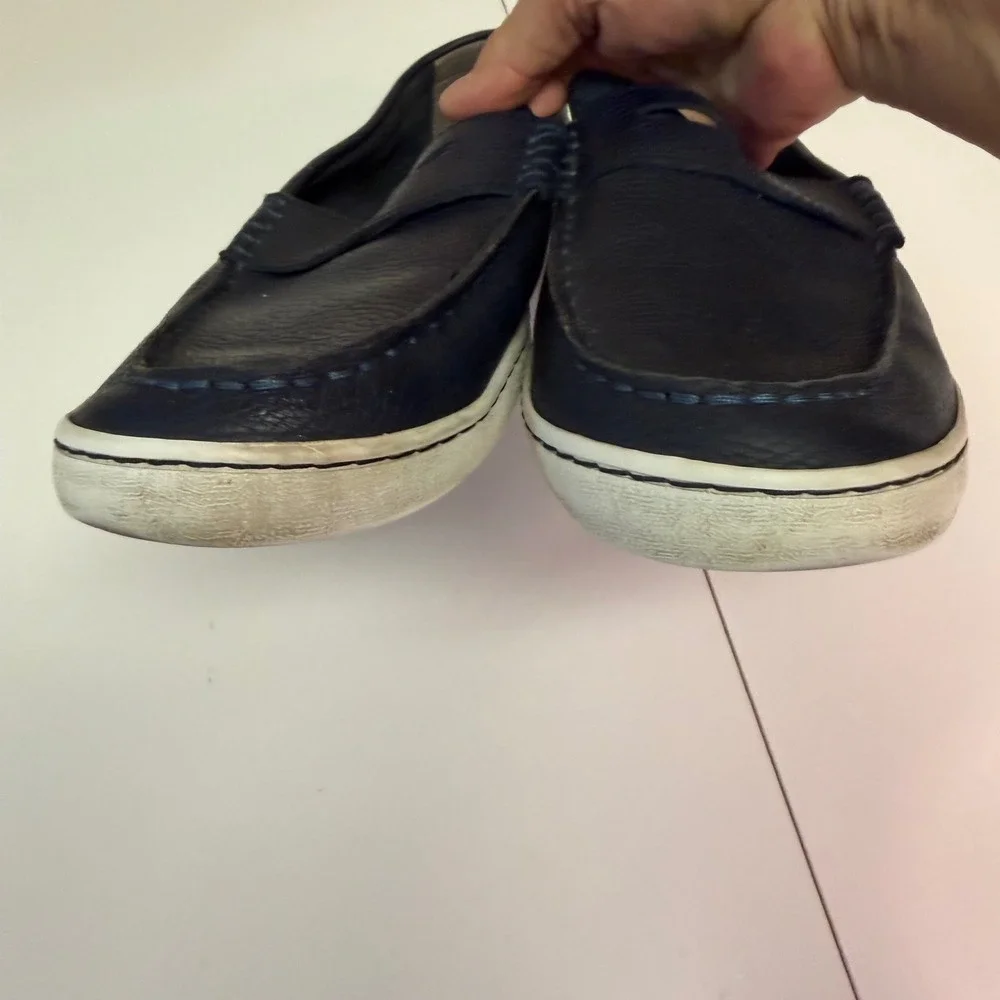 Cole Haan Mens Navy Blue Pebbled Leather Penny Loafers C14593 Size 11.5 M